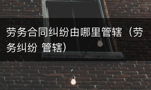 劳务合同纠纷由哪里管辖（劳务纠纷 管辖）