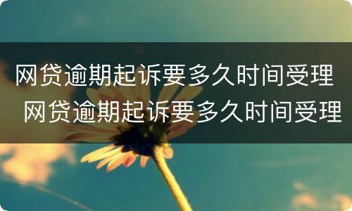 网贷逾期起诉要多久时间受理 网贷逾期起诉要多久时间受理成功