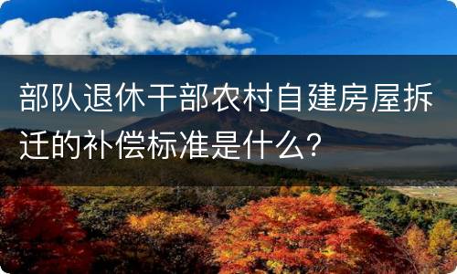 部队退休干部农村自建房屋拆迁的补偿标准是什么？