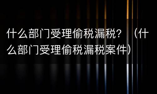 什么部门受理偷税漏税？（什么部门受理偷税漏税案件）