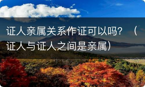 证人亲属关系作证可以吗？（证人与证人之间是亲属）