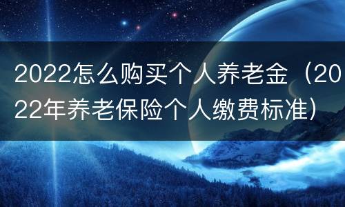2022怎么购买个人养老金（2022年养老保险个人缴费标准）