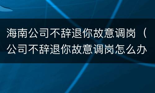 海南公司不辞退你故意调岗（公司不辞退你故意调岗怎么办）