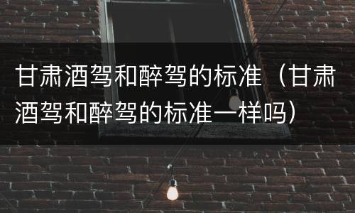 甘肃酒驾和醉驾的标准（甘肃酒驾和醉驾的标准一样吗）