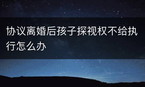 协议离婚后孩子探视权不给执行怎么办