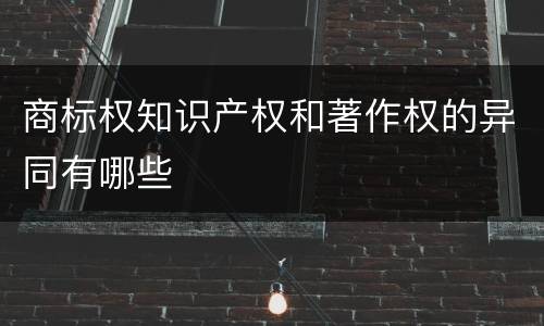 商标权知识产权和著作权的异同有哪些