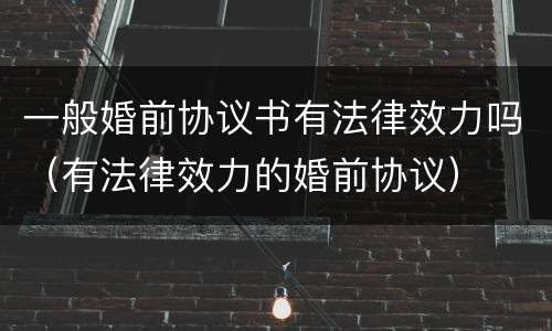 一般婚前协议书有法律效力吗（有法律效力的婚前协议）