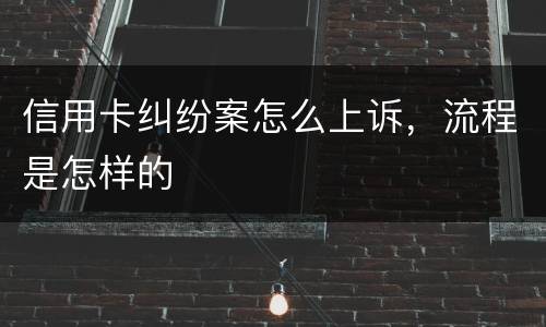 信用卡纠纷案怎么上诉，流程是怎样的
