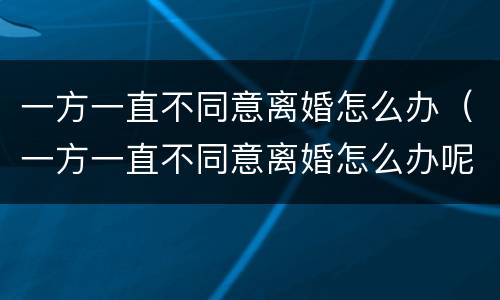 一方一直不同意离婚怎么办（一方一直不同意离婚怎么办呢）