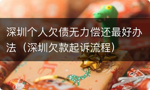 深圳个人欠债无力偿还最好办法（深圳欠款起诉流程）