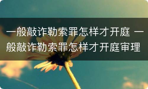 一般敲诈勒索罪怎样才开庭 一般敲诈勒索罪怎样才开庭审理