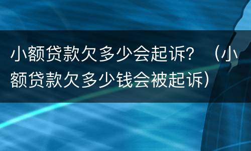 小额贷款欠多少会起诉？（小额贷款欠多少钱会被起诉）