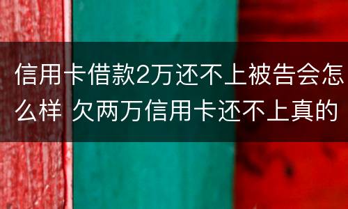 信用卡借款2万还不上被告会怎么样 欠两万信用卡还不上真的会被起诉吗
