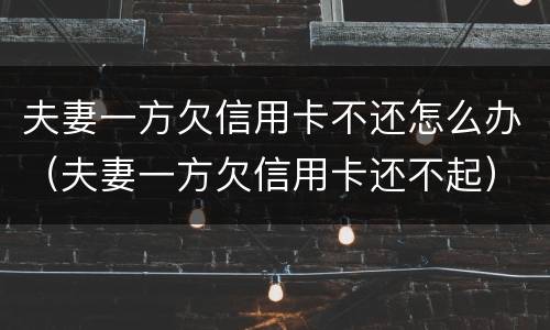 夫妻一方欠信用卡不还怎么办（夫妻一方欠信用卡还不起）