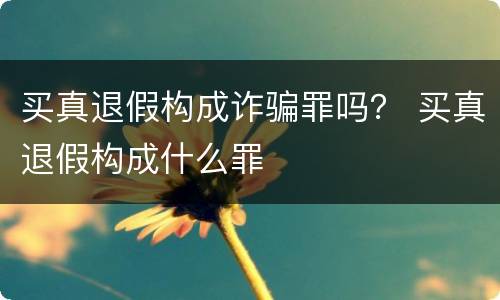买真退假构成诈骗罪吗？ 买真退假构成什么罪