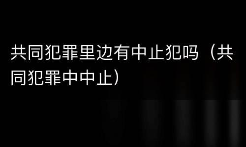 共同犯罪里边有中止犯吗（共同犯罪中中止）