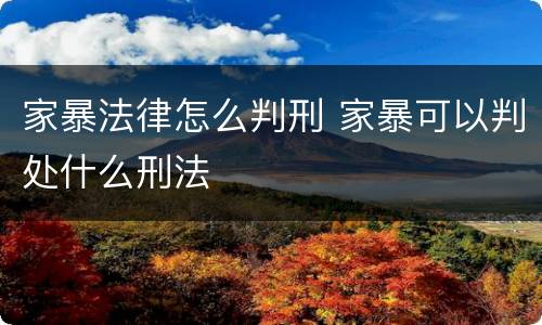 家暴法律怎么判刑 家暴可以判处什么刑法