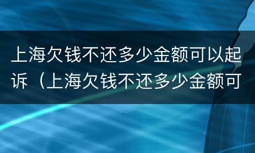 上海欠钱不还多少金额可以起诉（上海欠钱不还多少金额可以起诉诈骗）