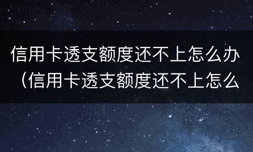信用卡透支额度还不上怎么办（信用卡透支额度还不上怎么办呢）