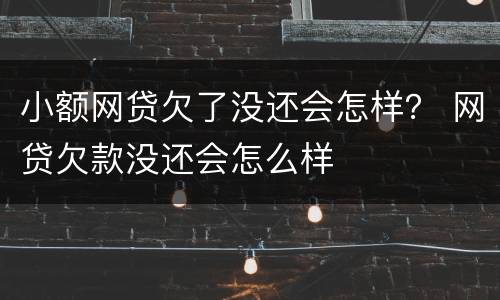 小额网贷欠了没还会怎样？ 网贷欠款没还会怎么样