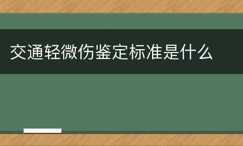 交通轻微伤鉴定标准是什么