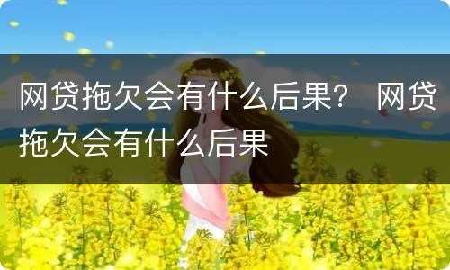网贷拖欠会有什么后果？ 网贷拖欠会有什么后果