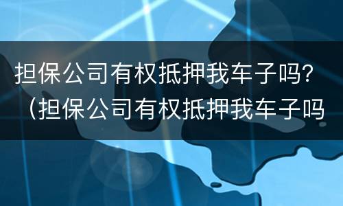 担保公司有权抵押我车子吗？（担保公司有权抵押我车子吗怎么办）