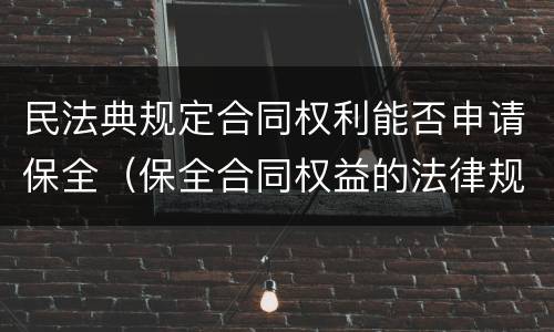 民法典规定合同权利能否申请保全（保全合同权益的法律规定）