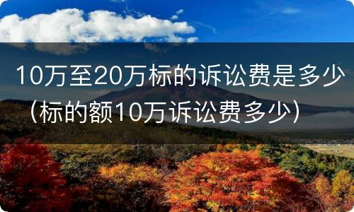 10万至20万标的诉讼费是多少（标的额10万诉讼费多少）