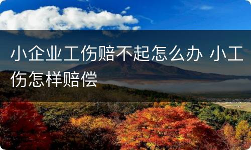 小企业工伤赔不起怎么办 小工伤怎样赔偿