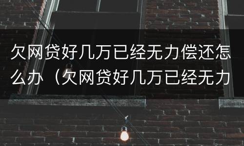 欠网贷好几万已经无力偿还怎么办（欠网贷好几万已经无力偿还怎么办呢）