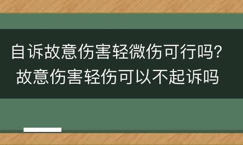 自诉故意伤害轻微伤可行吗？ 故意伤害轻伤可以不起诉吗
