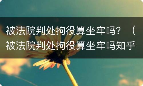 被法院判处拘役算坐牢吗？（被法院判处拘役算坐牢吗知乎）