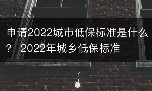 申请2022城市低保标准是什么？ 2022年城乡低保标准