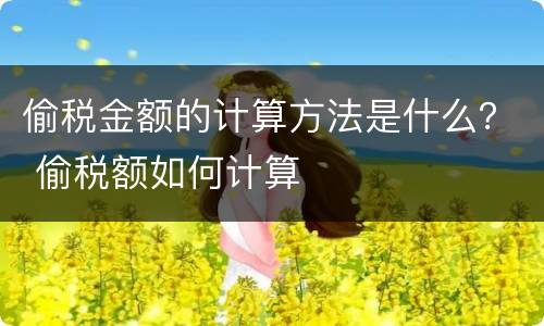 偷税金额的计算方法是什么？ 偷税额如何计算