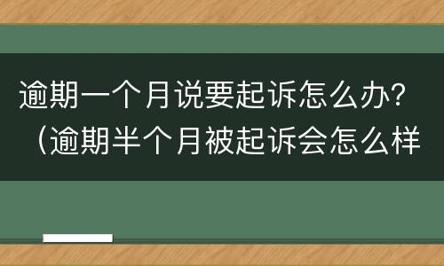 逾期一个月说要起诉怎么办？（逾期半个月被起诉会怎么样）