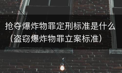 抢夺爆炸物罪定刑标准是什么（盗窃爆炸物罪立案标准）