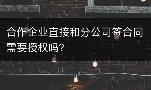合作企业直接和分公司签合同需要授权吗？
