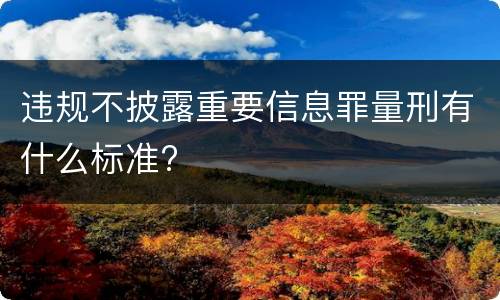 违规不披露重要信息罪量刑有什么标准?