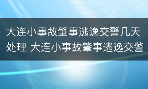 大连小事故肇事逃逸交警几天处理 大连小事故肇事逃逸交警几天处理结果