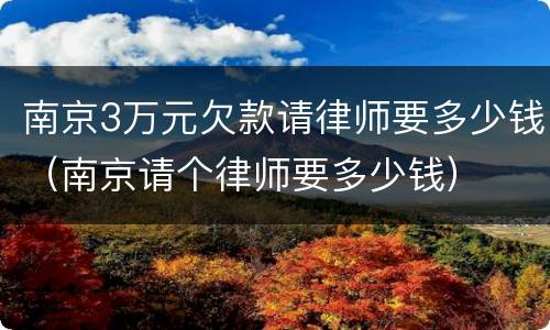 南京3万元欠款请律师要多少钱（南京请个律师要多少钱）