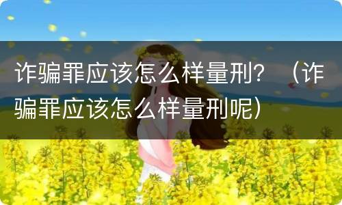 诈骗罪应该怎么样量刑？（诈骗罪应该怎么样量刑呢）