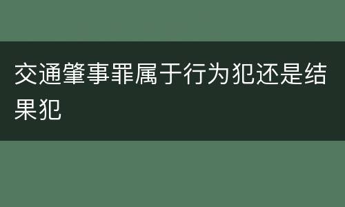 交通肇事罪属于行为犯还是结果犯
