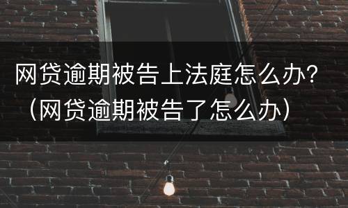 网贷逾期被告上法庭怎么办？（网贷逾期被告了怎么办）