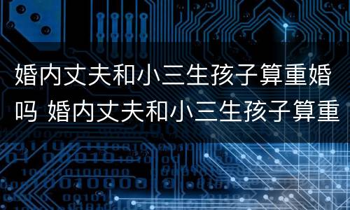 婚内丈夫和小三生孩子算重婚吗 婚内丈夫和小三生孩子算重婚吗知乎
