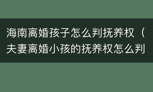 海南离婚孩子怎么判抚养权（夫妻离婚小孩的抚养权怎么判）