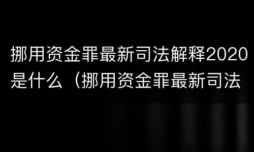 挪用资金罪最新司法解释2020是什么（挪用资金罪最新司法解释2020是什么意思）