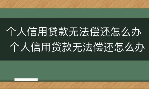 个人信用贷款无法偿还怎么办 个人信用贷款无法偿还怎么办呢