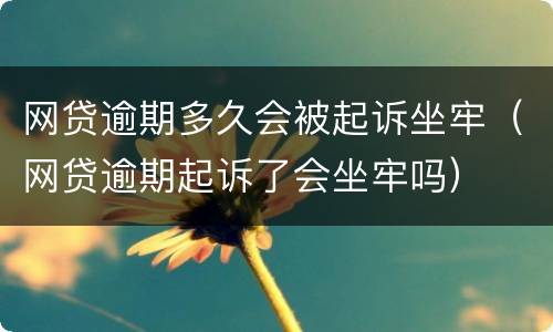 网贷逾期多久会被起诉坐牢（网贷逾期起诉了会坐牢吗）