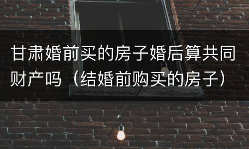 甘肃婚前买的房子婚后算共同财产吗（结婚前购买的房子）